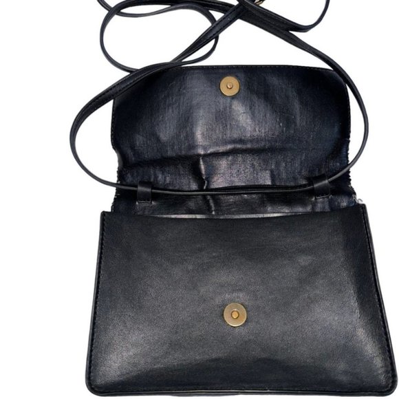 j. crew medium leopard pony hair blk leather cross body messenger bag - Picture 6 of 9